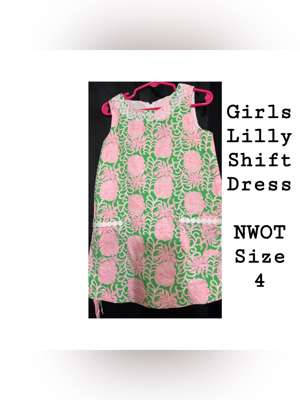 Lilly Pulitzer Girls Green and Pink Pineapple Shift Dress